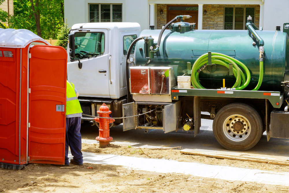 Septic tank pumping maintenance truck